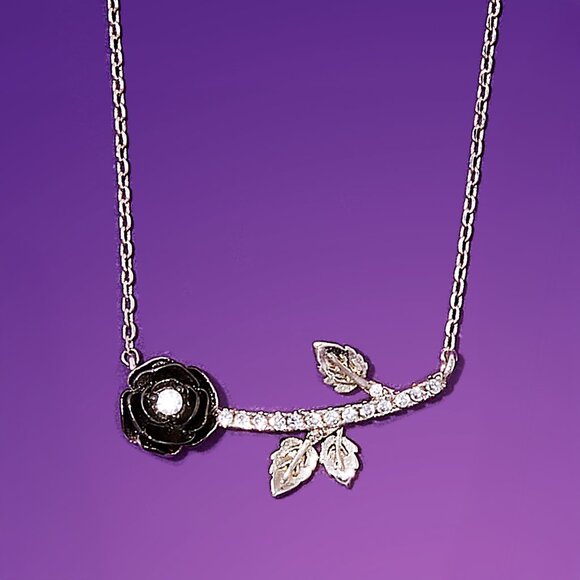 Black Rose Necklace, Charmed Aroma Black Rose Collection Wednesday Addams - Picture 1 of 4